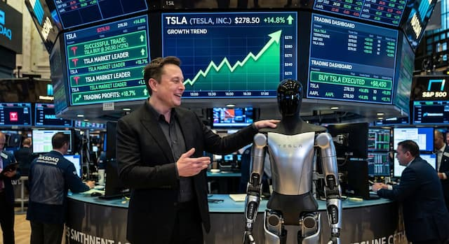 Elon Musk with Tesla Optimus
